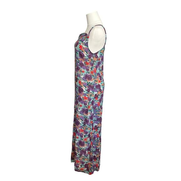 NIGHTCAP | Women’s 100% Silk Floral Midi Dress Sleeveless Cowl | Size Medium - Picture 4 of 5